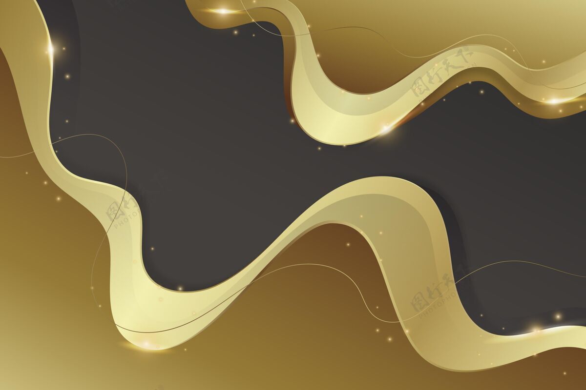 金色渐变带抽象波浪的渐变金色线性背景金色效果优雅金色细节