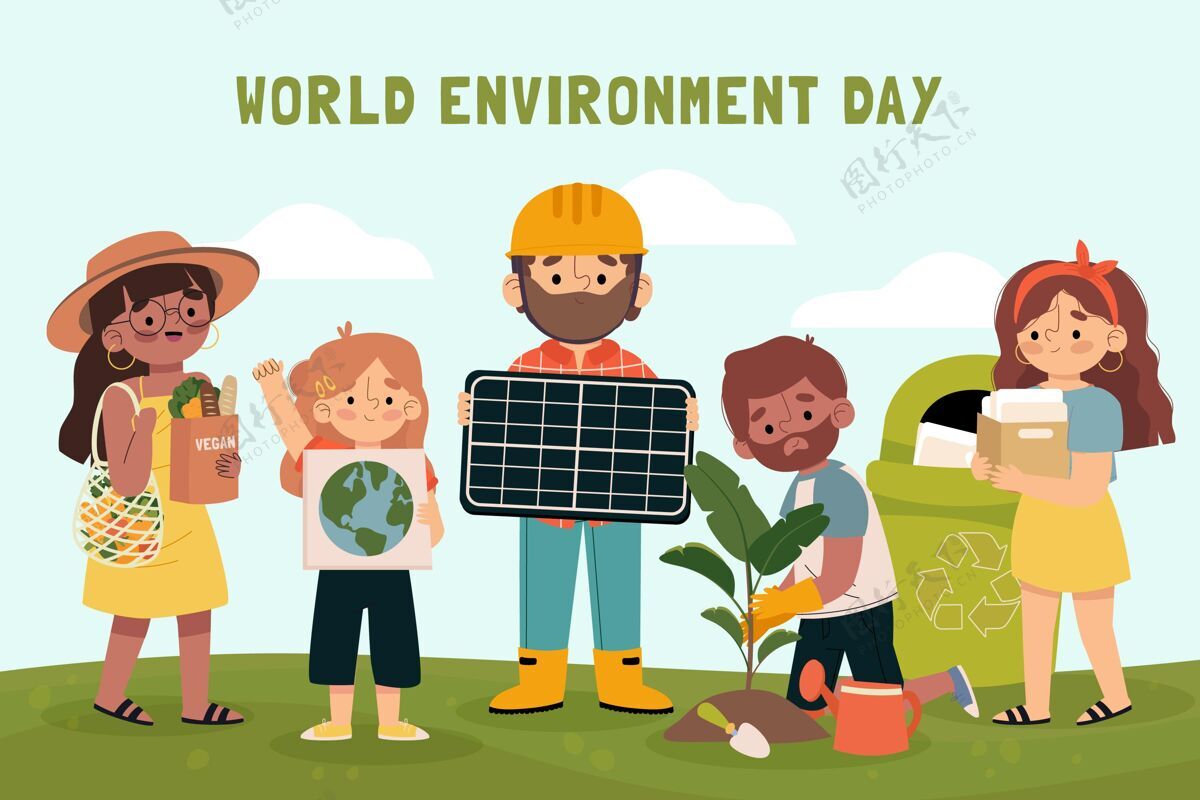 庆典手绘世界环境日插画全球世界环境日拯救地球