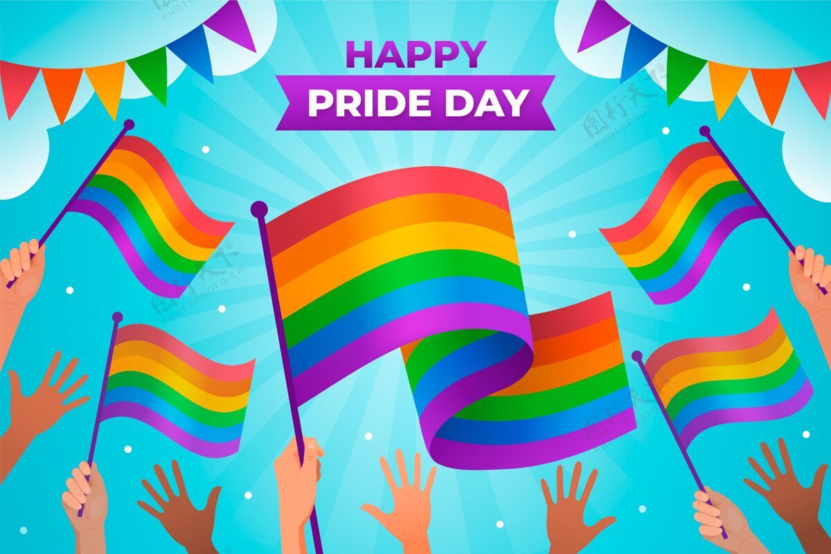 问候语骄傲日快乐旗帜插画骄傲变性人同性恋