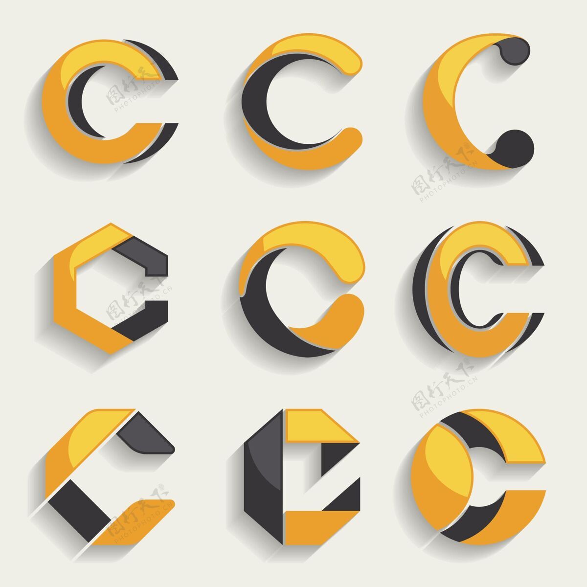 Logo平面c标志模板集合BrandingCidentity