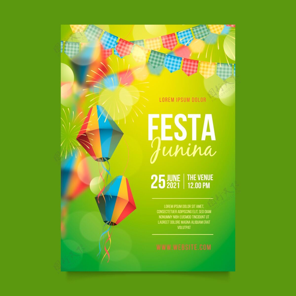 传统现实的festajunina垂直海报模板准备印刷Festadesaojoao收获