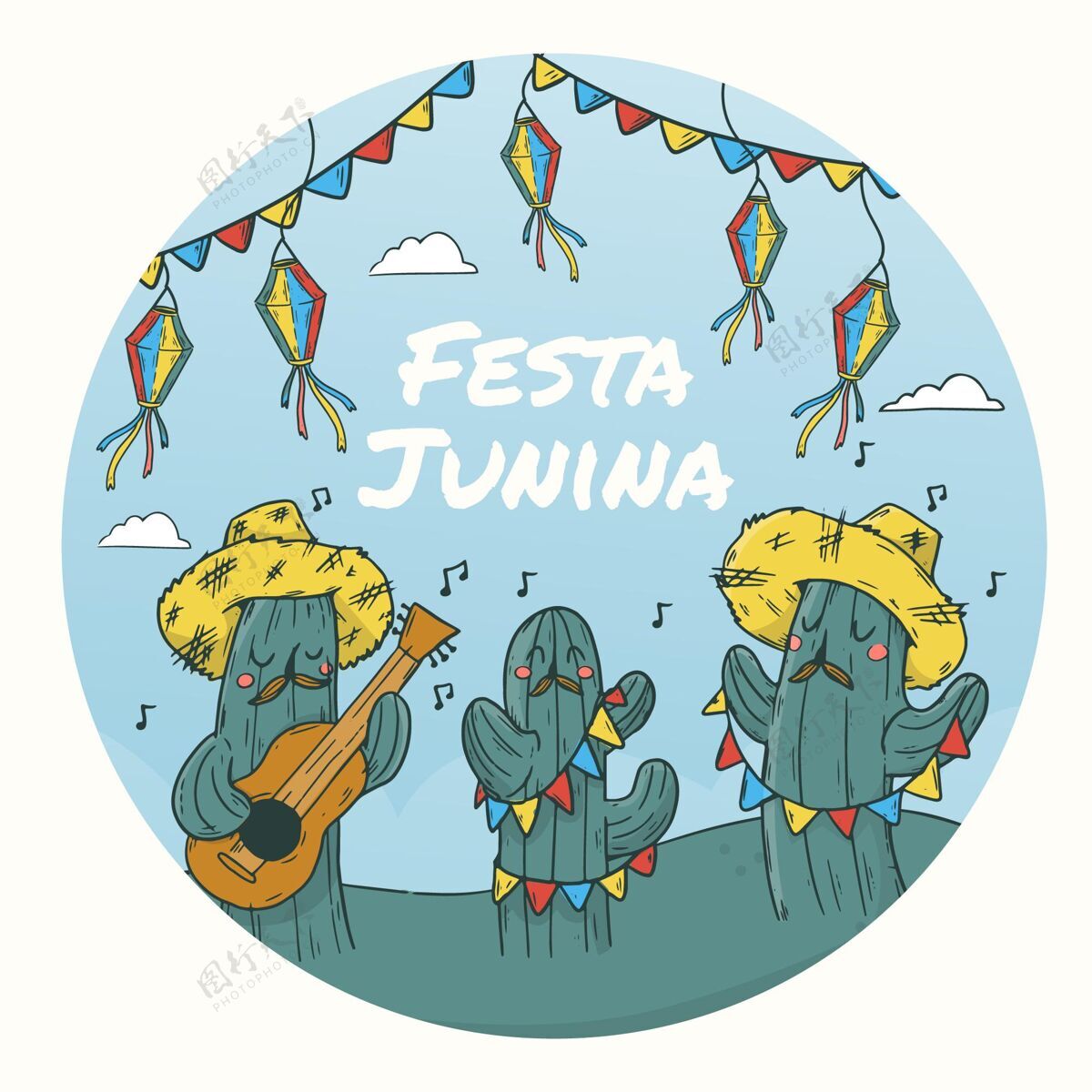 庆祝手绘festajunina插图朱尼娜节手绘节日