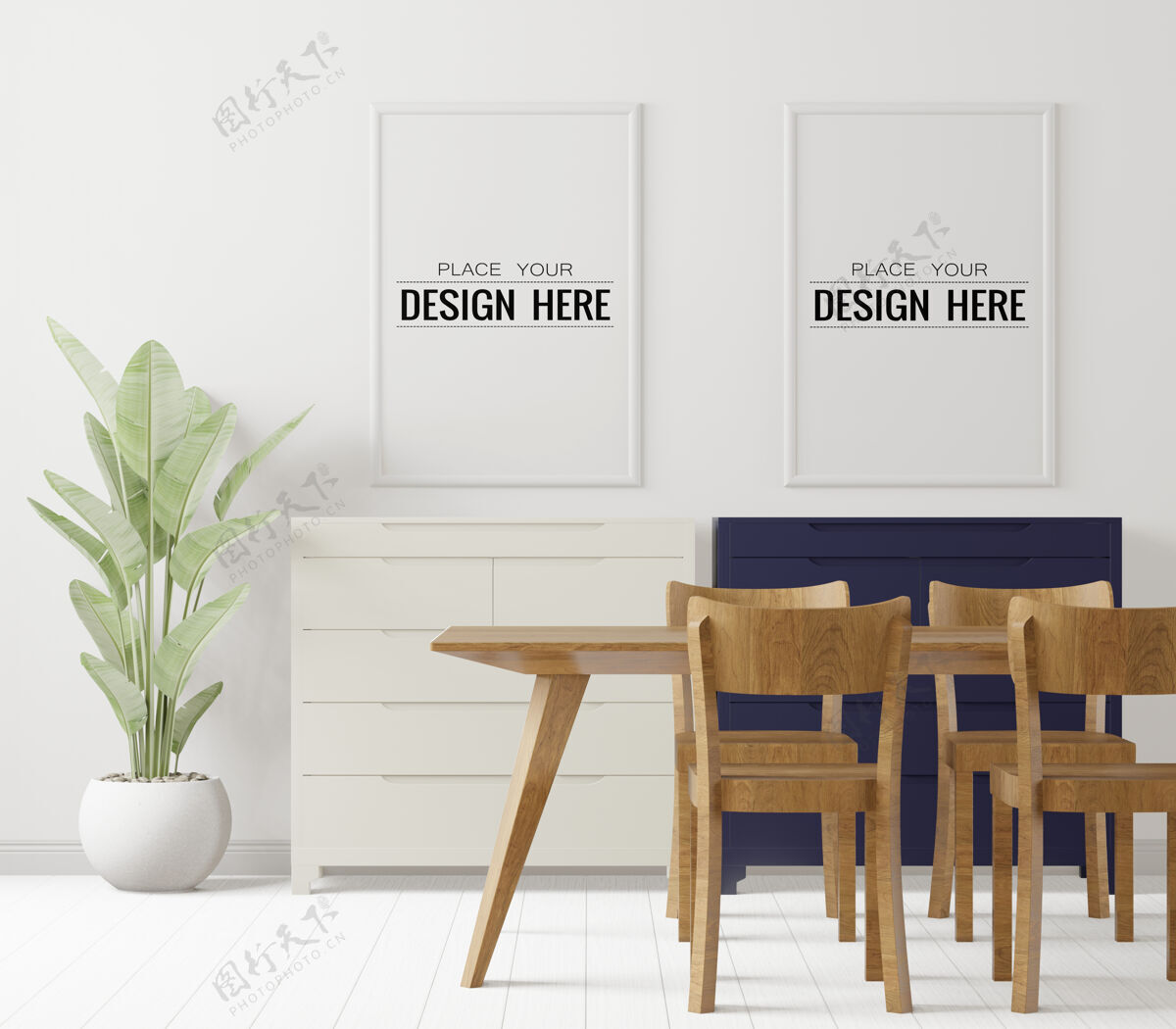 花卉客厅模型中的海报框架公寓家具椅子