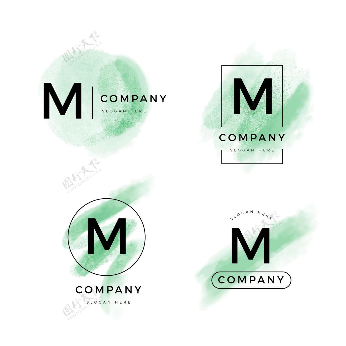 手绘收集模板与m标志公司标识MLogoCompany
