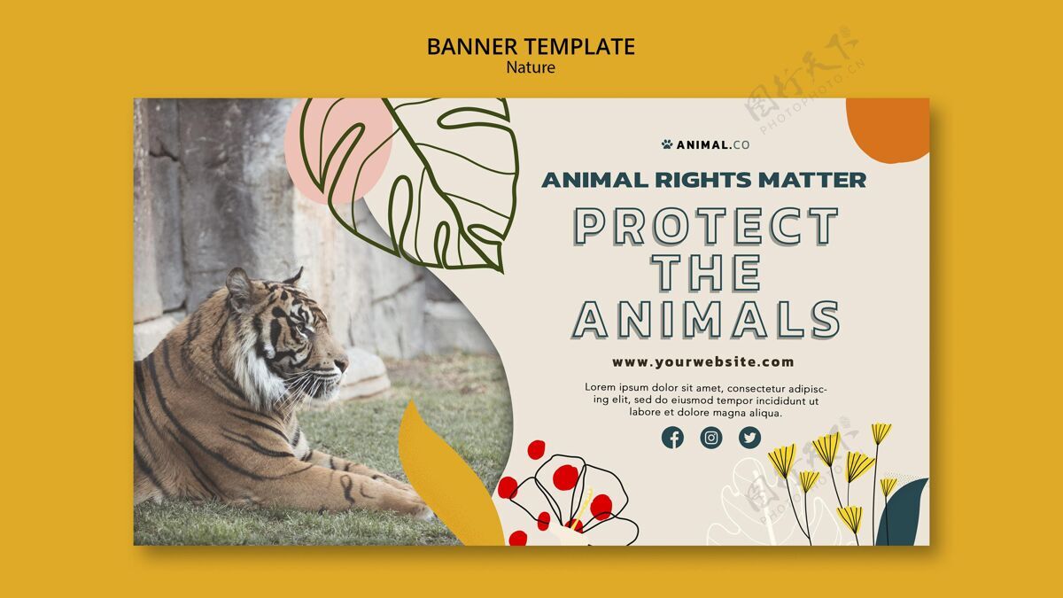 横幅保存动物横幅模板横幅模板保护野生动物