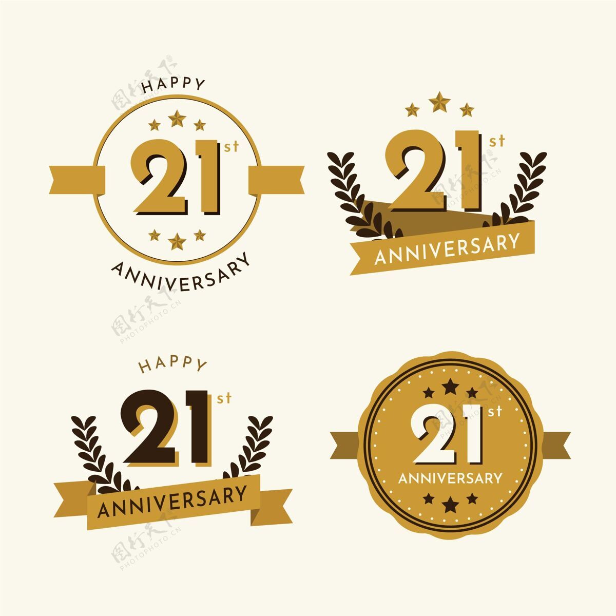 收藏平面设计21周年纪念徽章系列21周年纪念包装年度