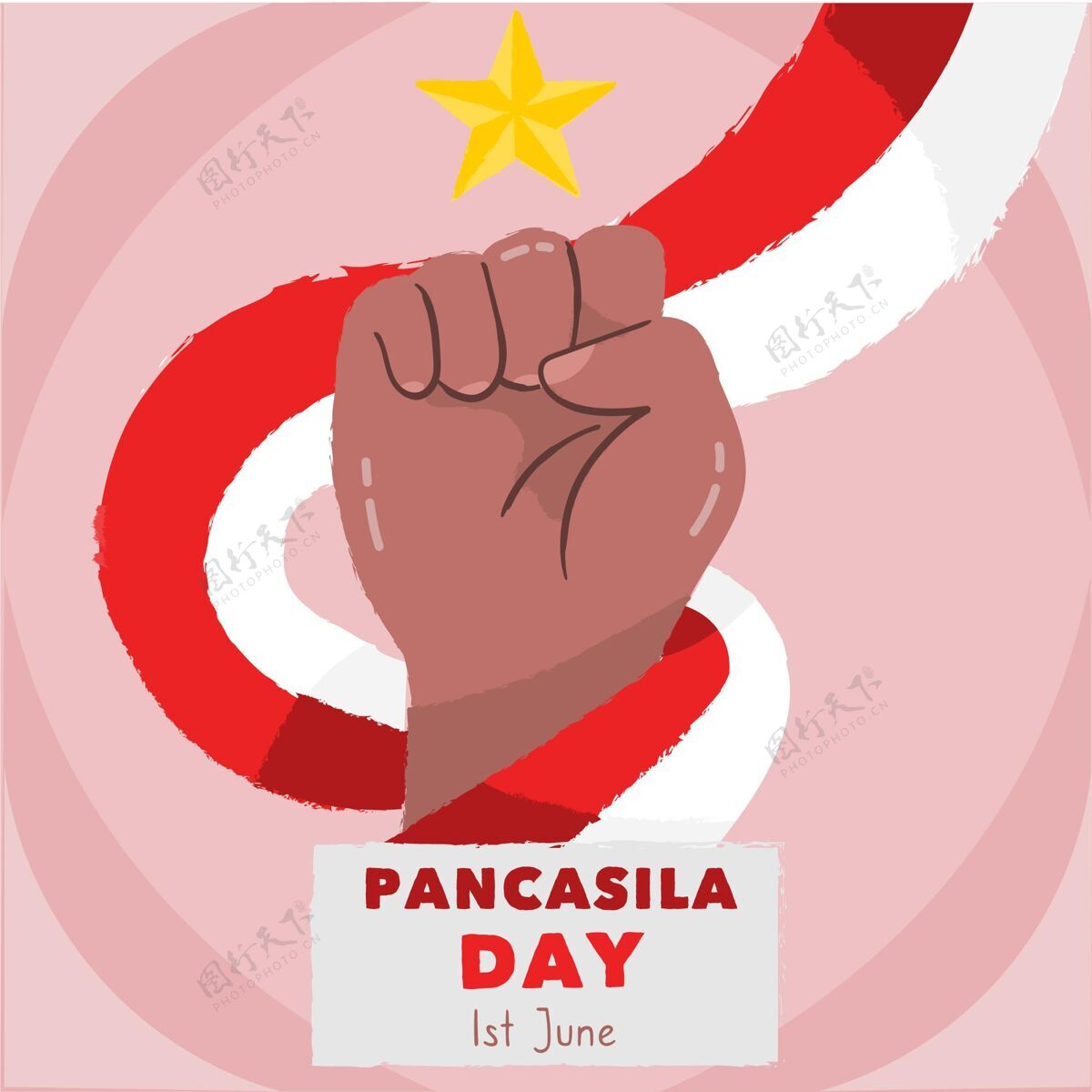 活动手绘pancasila日插图节日庆祝印尼