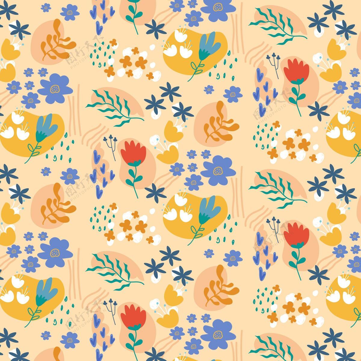 平面设计有机平面抽象花卉图案装饰花卉植物