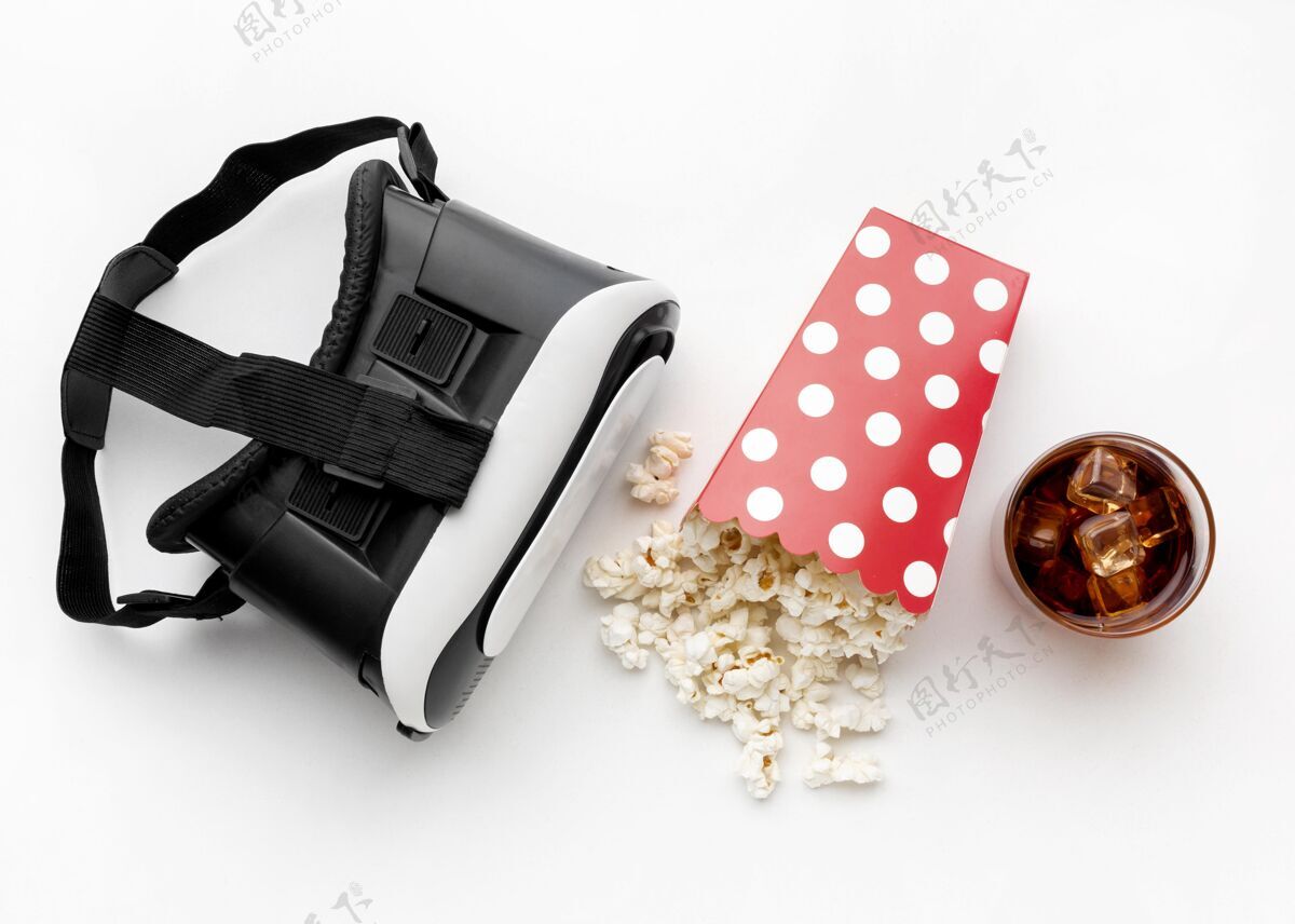 虚拟现实虚拟现实耳机和爆米花技术设备虚拟现实模拟器