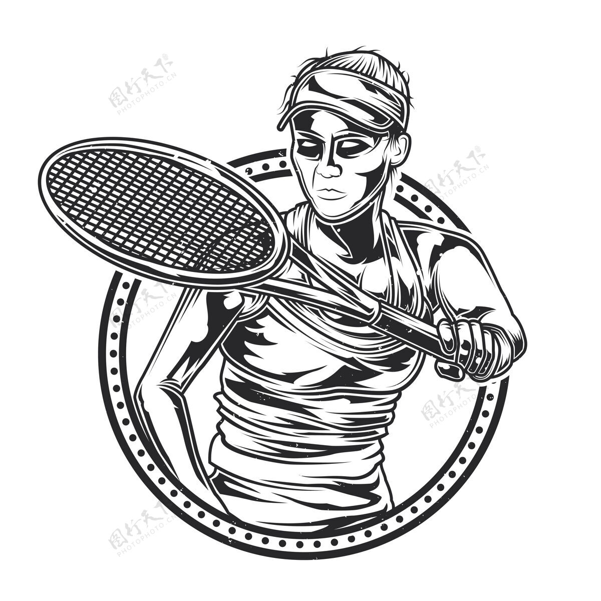 性格女孩打网球的插图球场女孩网