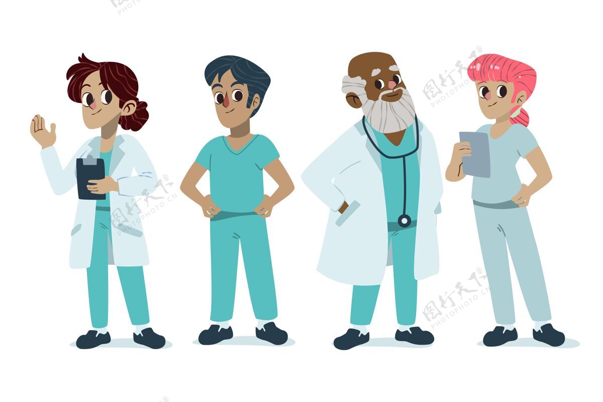 医生卡通医生和护士插图人医生卡通