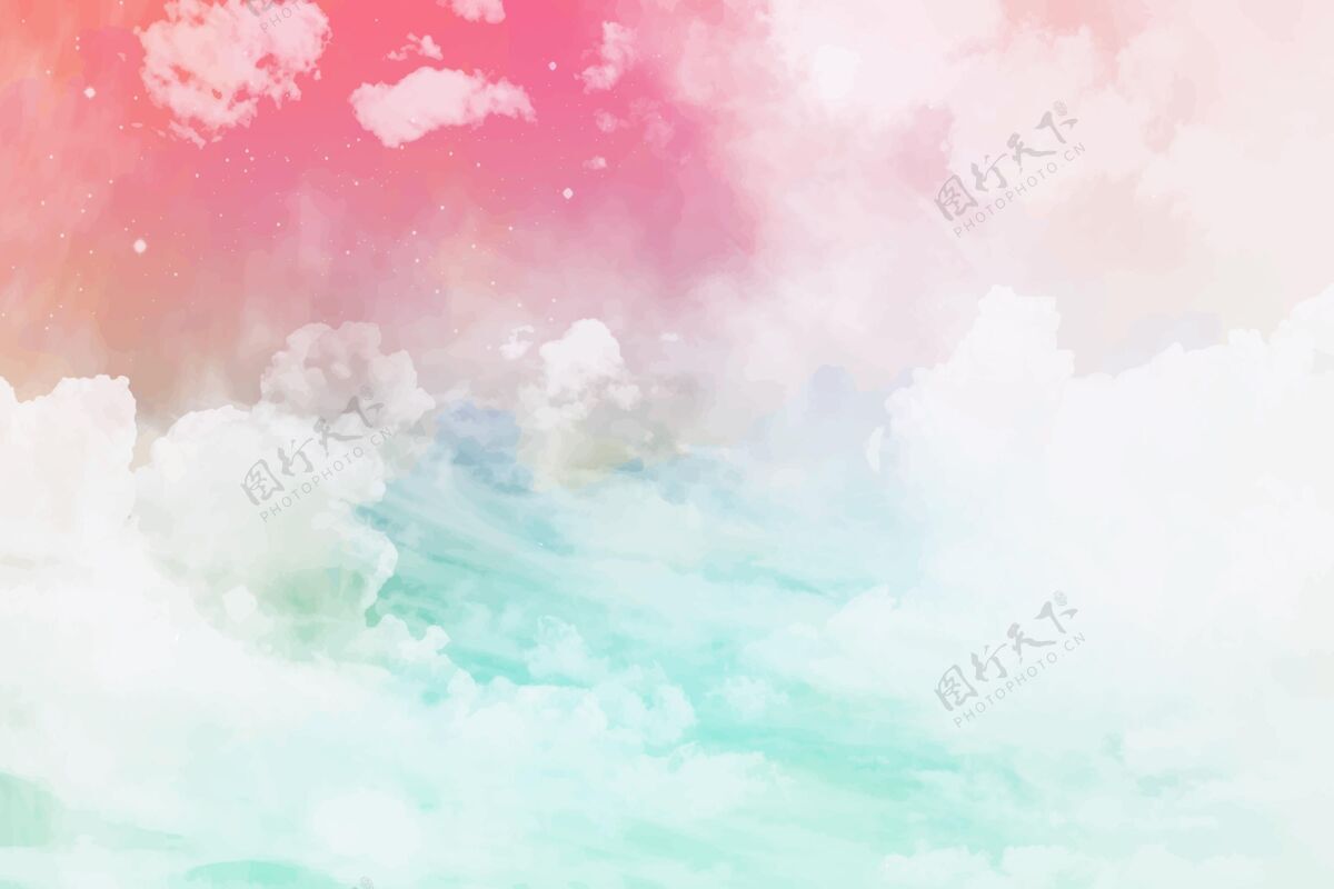 粉彩背景手绘水彩粉彩天空背景水彩墙纸天空背景