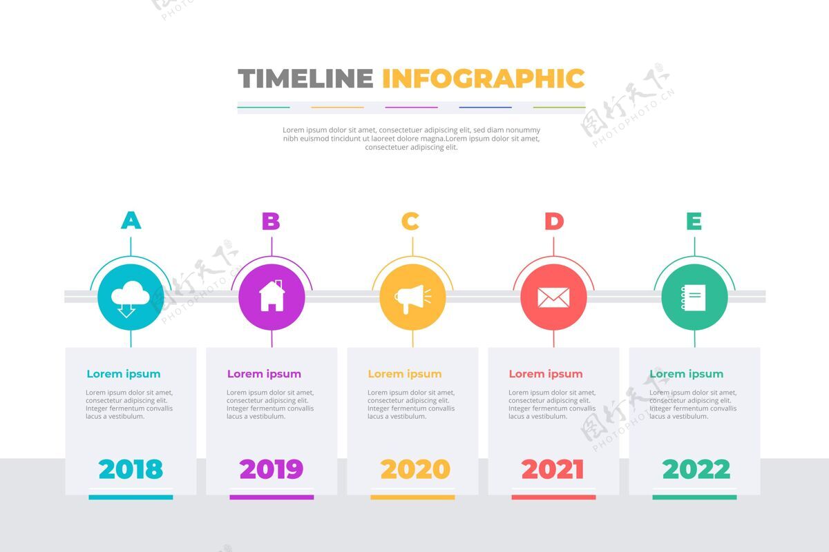 市场营销平面设计时间线信息图过程信息图发展