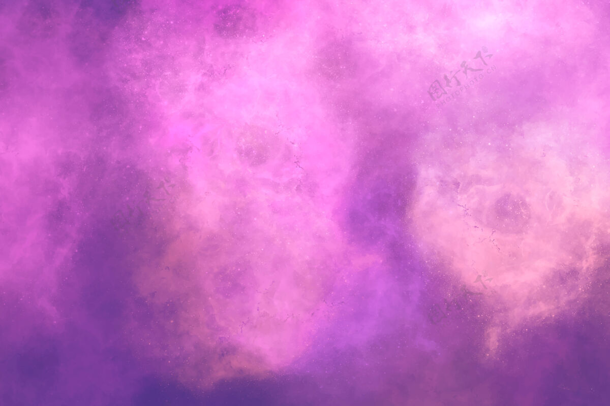 画笔粉红色和紫色星云优雅水彩画手