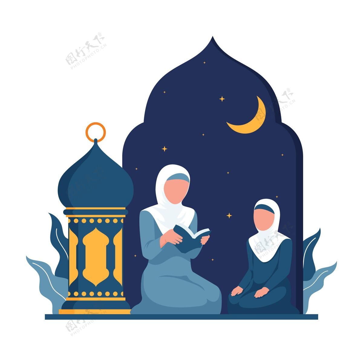 穆斯林平面斋月插图斋月庆祝宗教