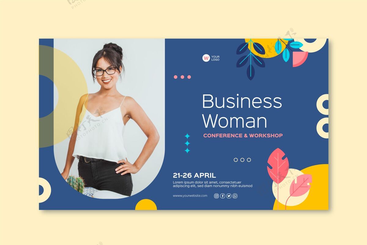 企业女商人横幅模板女性横幅准备打印