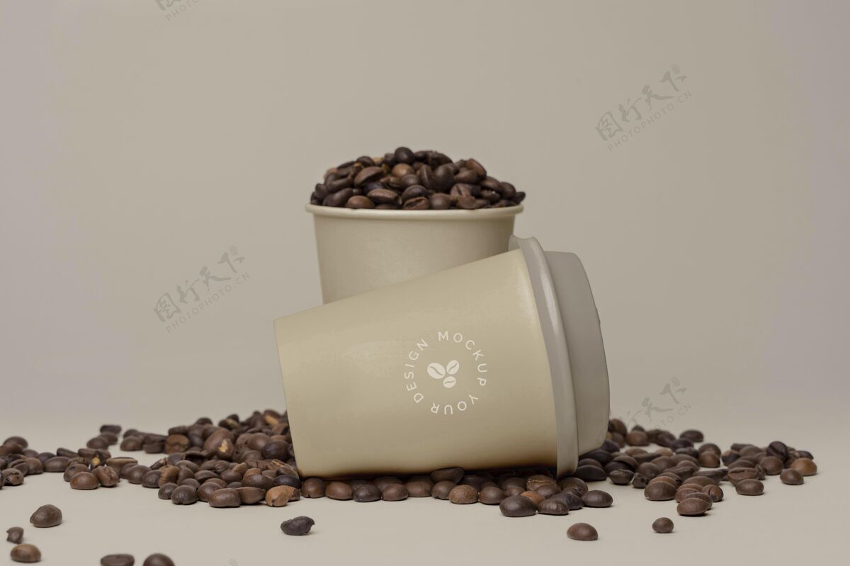 商标模型咖啡豆塑料杯咖啡模型咖啡咖啡豆
