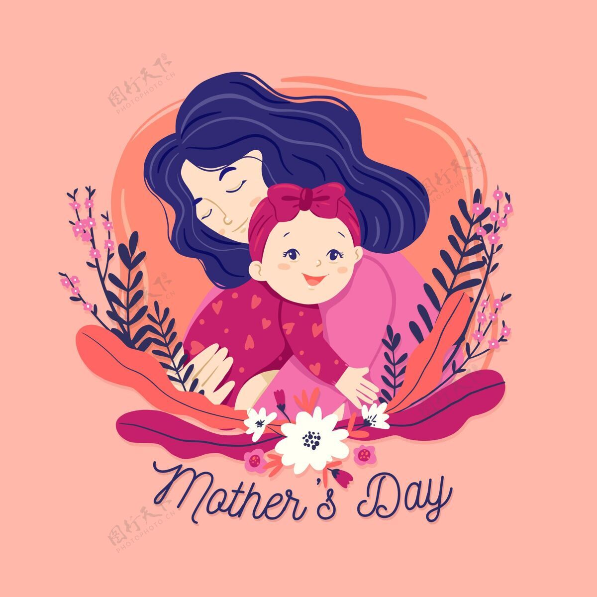 妈妈平淡的母亲节插画母亲节插图父母单位设计