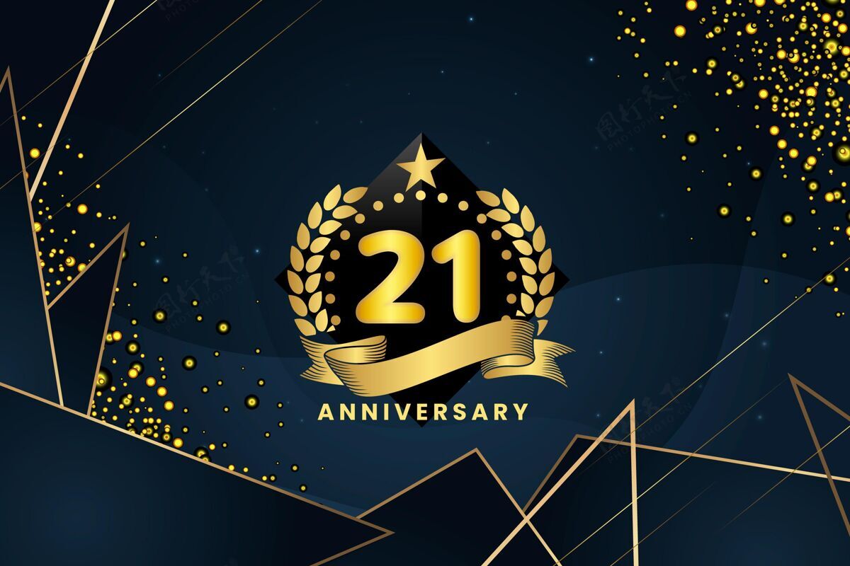 21周年纪念黄金21周年背景聚会金色周年纪念