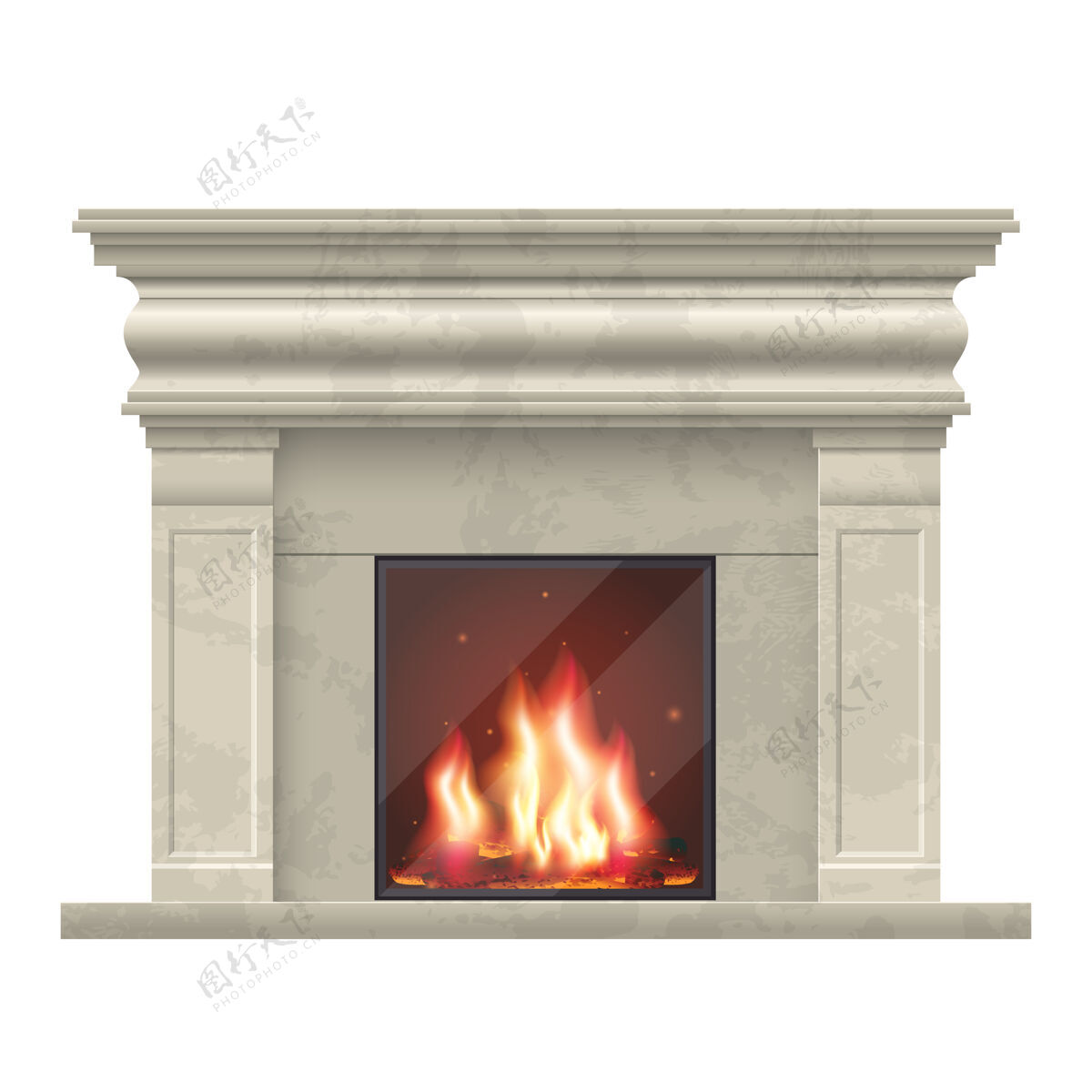 能源经典壁炉客厅内部壁炉家庭内部 插图舒适壁炉火经典热