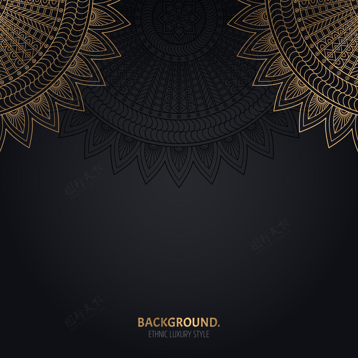 框架伊斯兰黑色背景 金色曼荼罗装饰背景螺旋古董