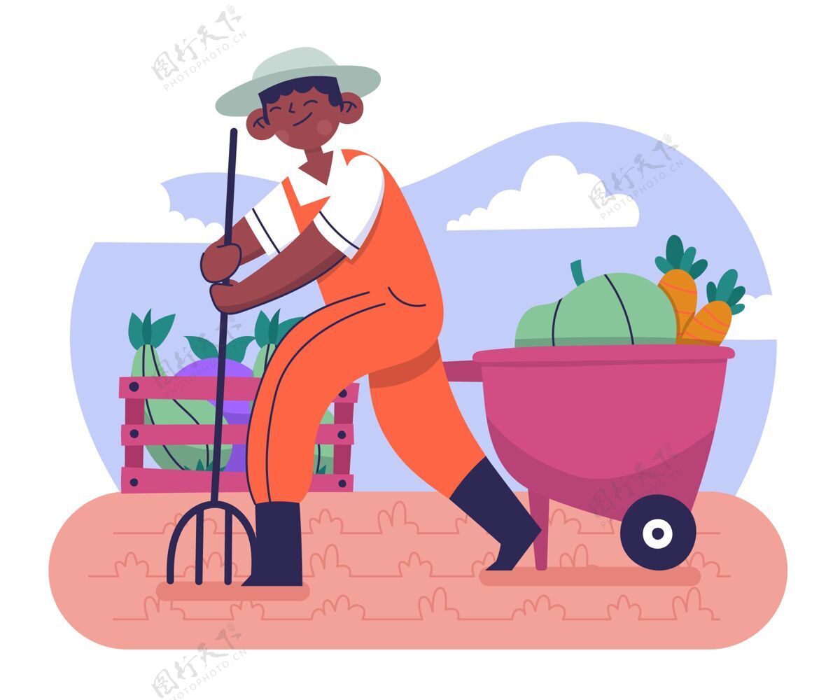 农场手绘插图农业职业职业雇员工作