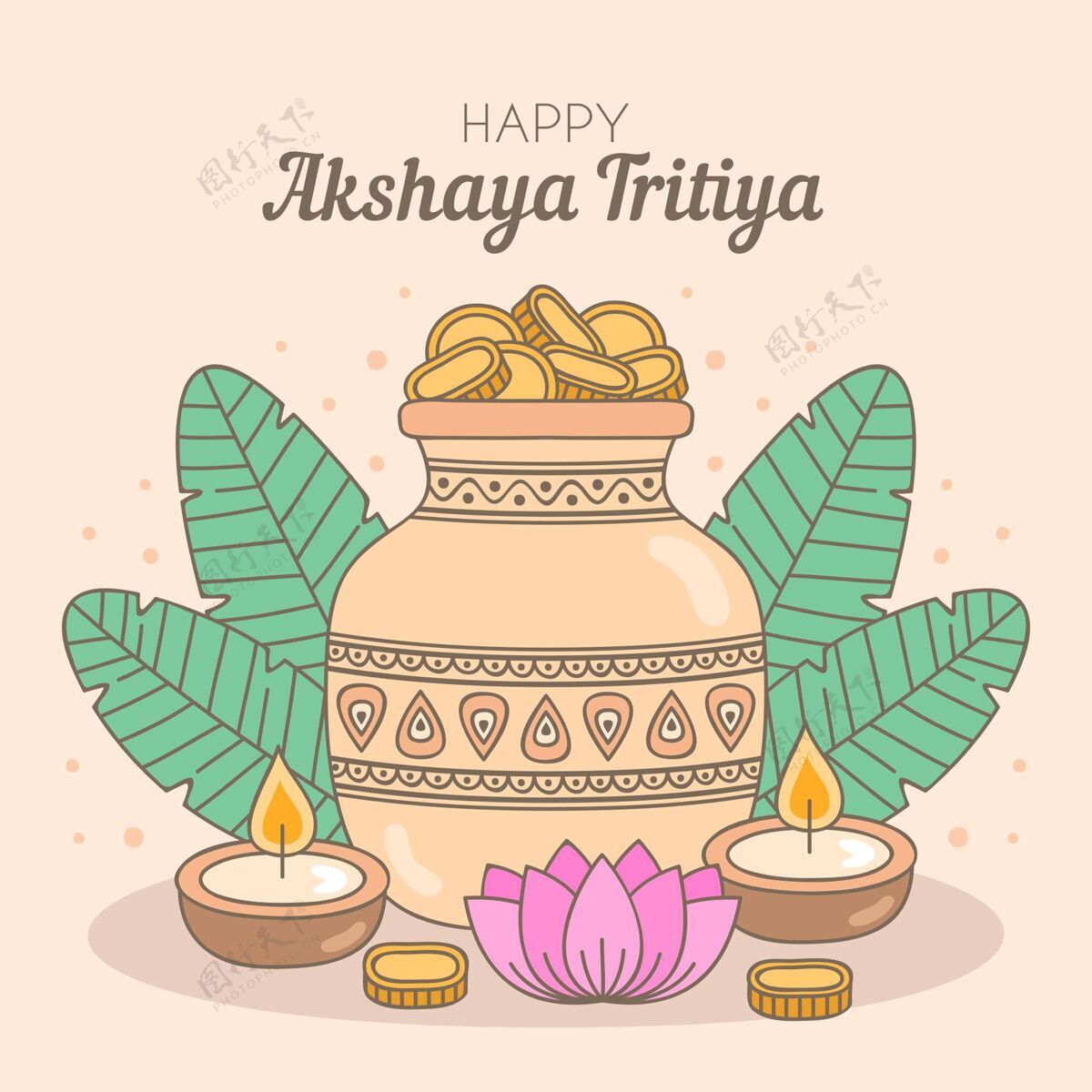 印度教手绘akshayatritiya插图快乐的阿克沙耶特里提亚插画佛法