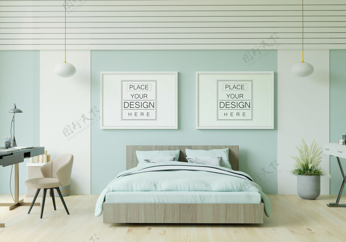 家具海报框架模型室内卧室房子装饰现代室内