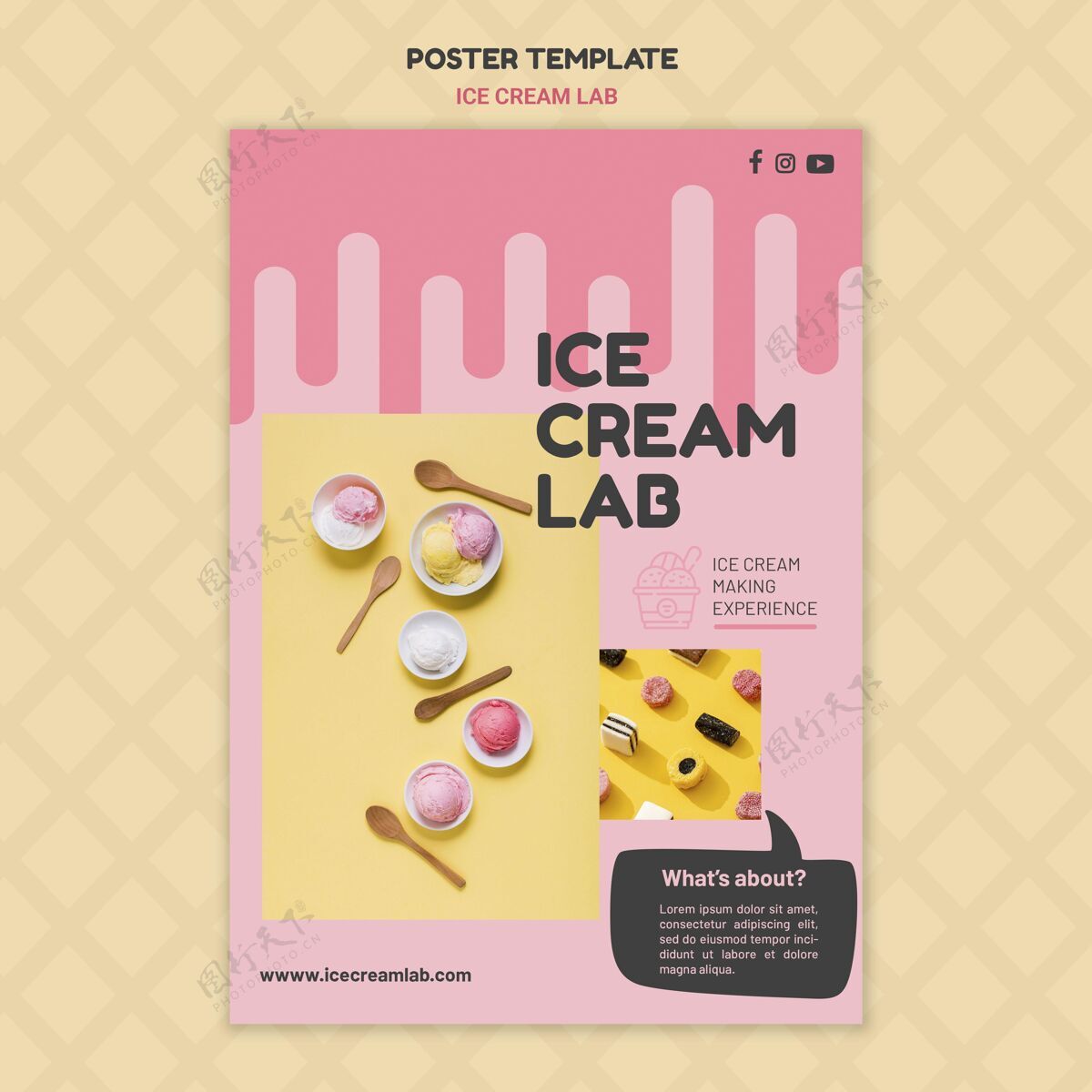 冰淇淋冰淇淋实验室海报模板海报海报模板甜点
