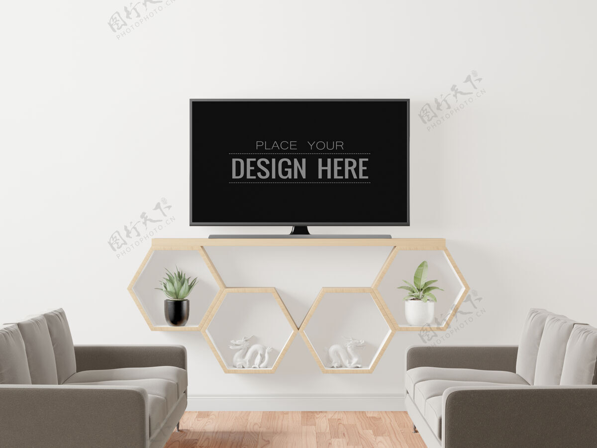 家具客厅里的电视模型桌子屏幕显示器