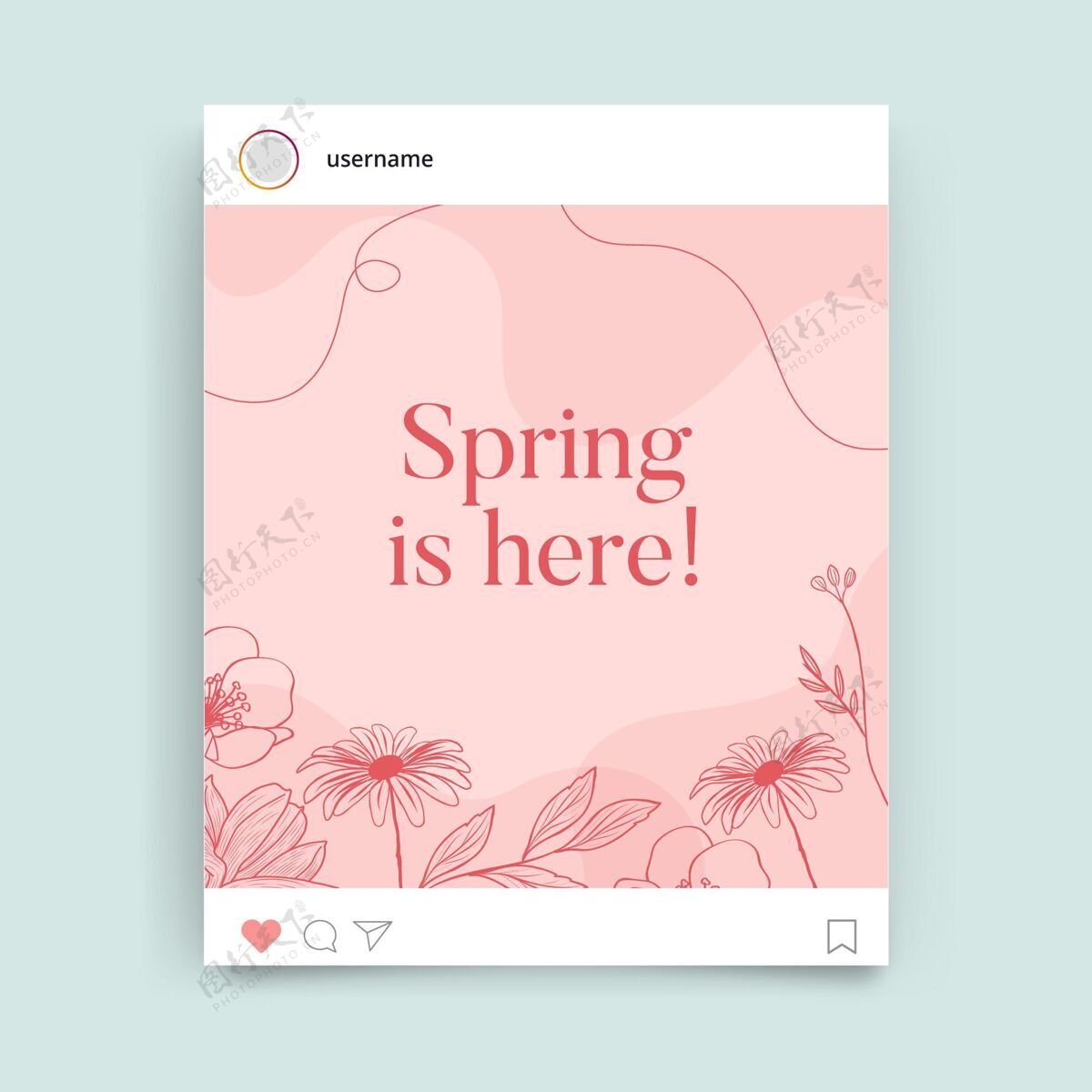 准备打印花朵单色春季instagram帖子自然Instagram帖子帖子