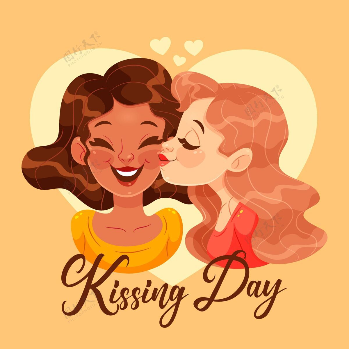 庆祝国际接吻日插画爱国际平面