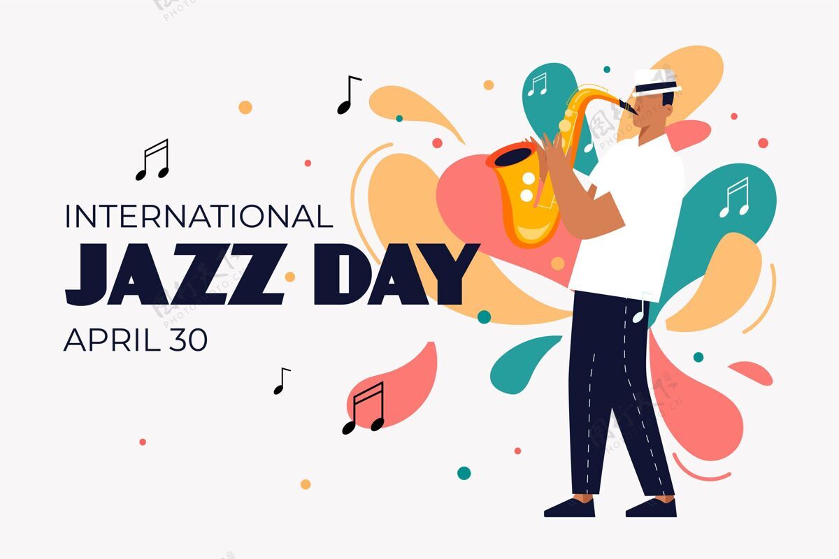 乐器平面国际爵士日插画爵士乐庆典声音