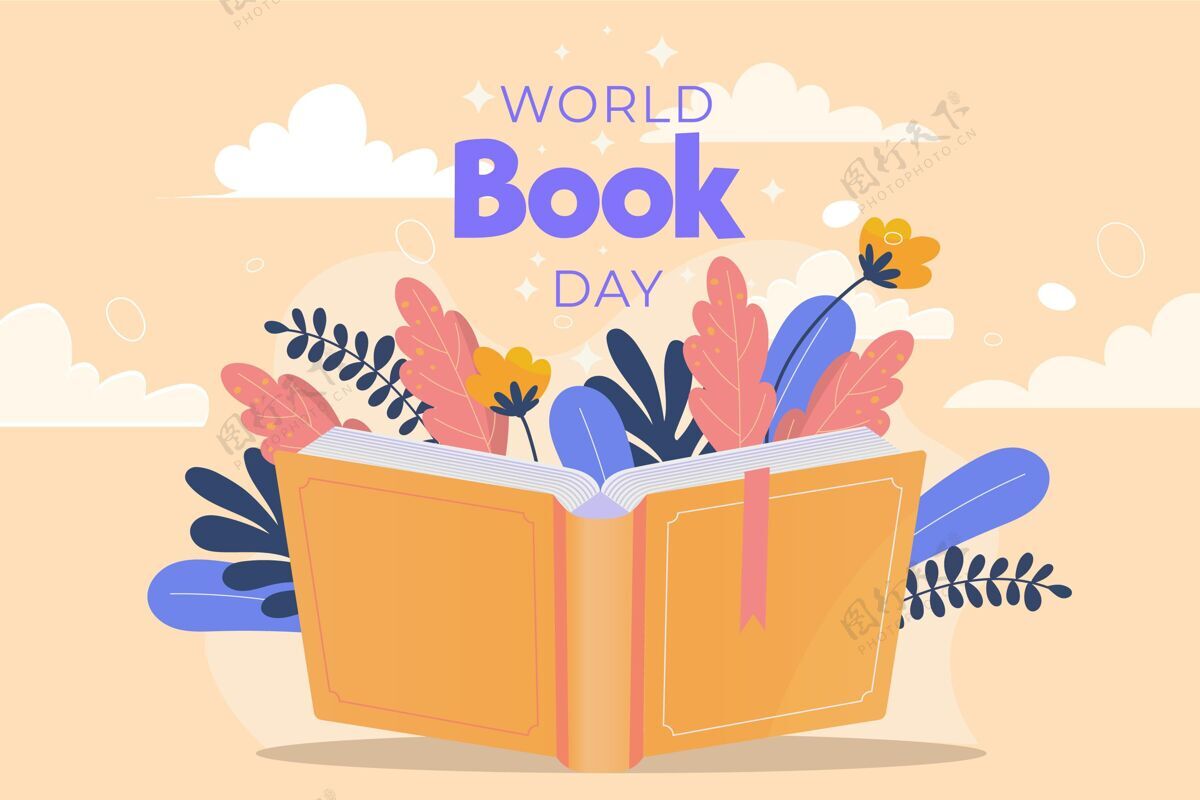 阅读平面世界图书日插画故事世界图书日版权日