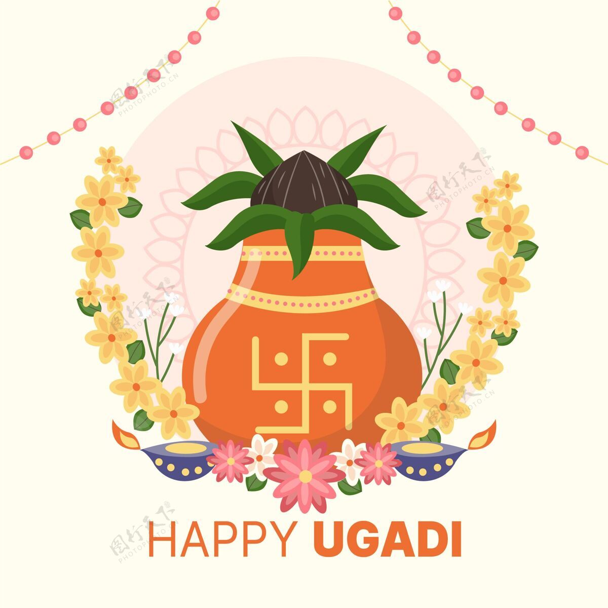 快乐的乌加迪平平快乐的乌加迪插画庆祝平面设计古迪帕德瓦