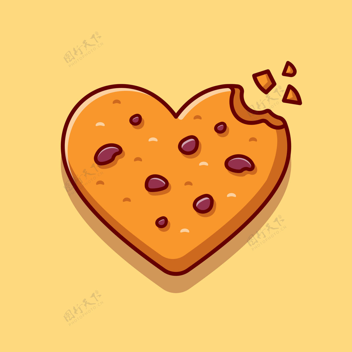 糖果爱巧克力饼干卡通图标插图自制心小吃