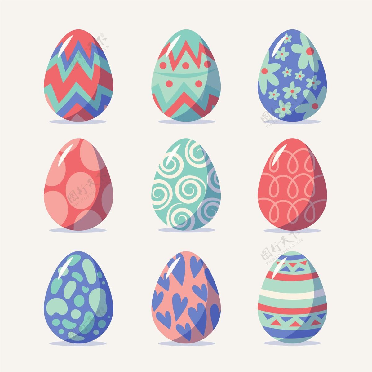 彩蛋彩色手绘装饰复活节彩蛋收藏插图复活节彩蛋装饰品