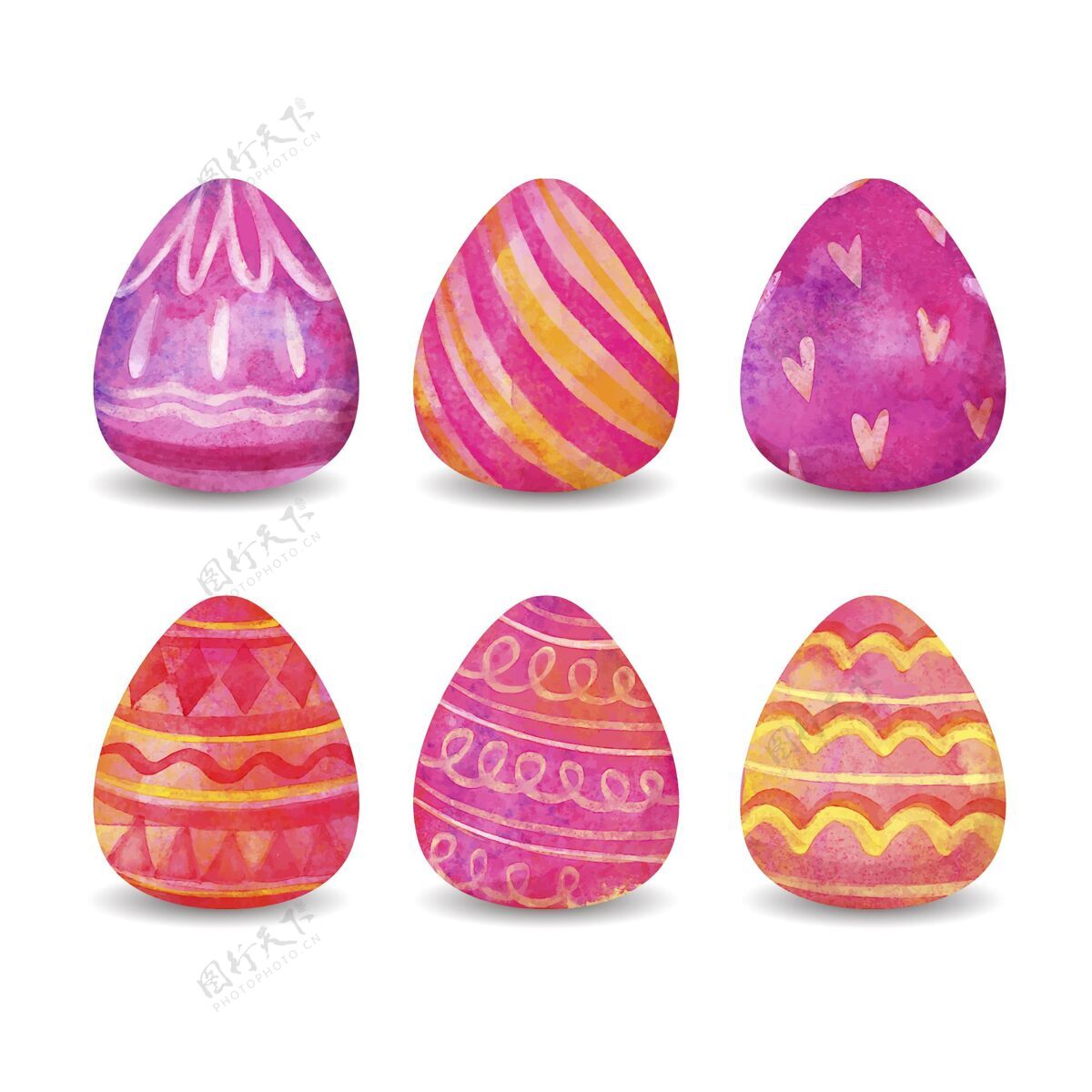 彩色复活节彩蛋收藏插画彩蛋水彩