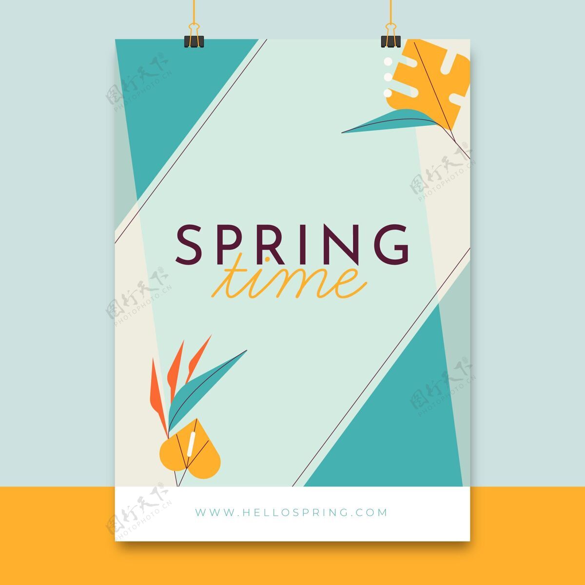 几何几何优雅春季海报花卉打印模板开花