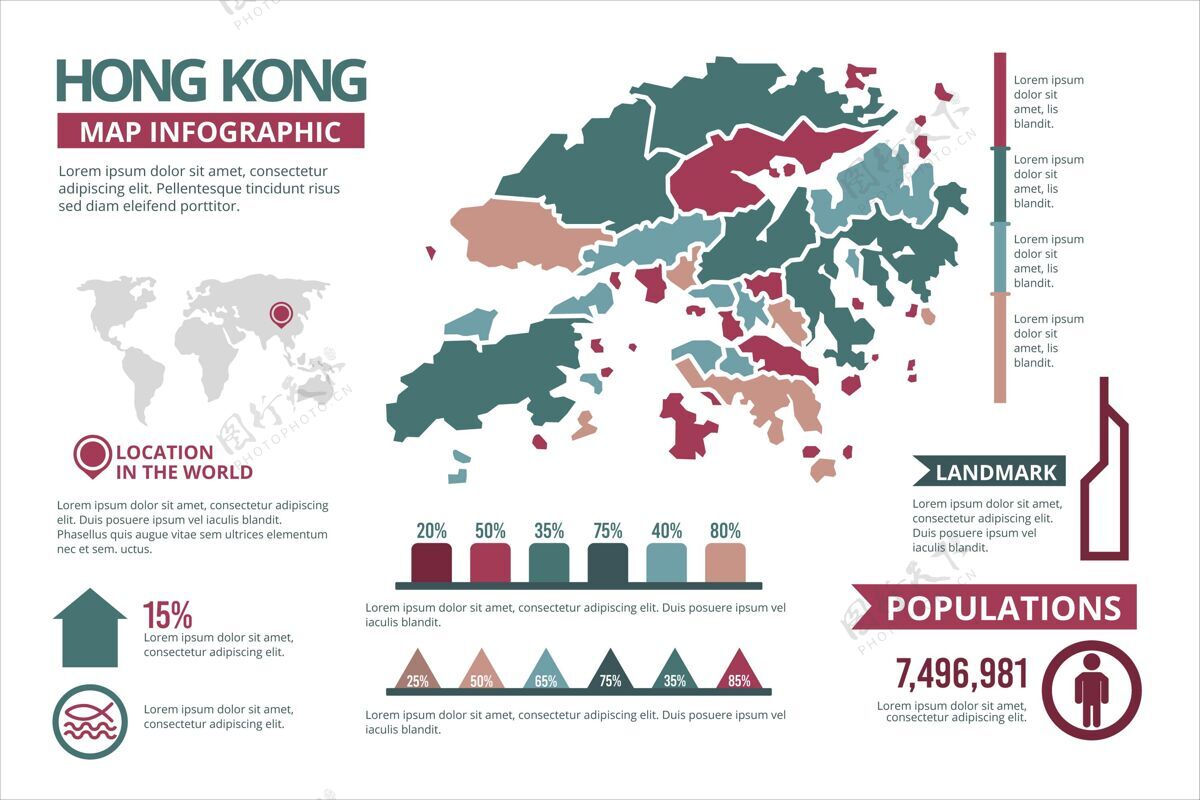 图形平面香港地图信息模板地图国家地理