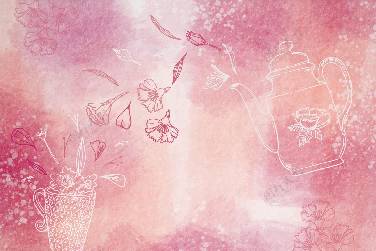 花卉水彩背景与手绘元素水彩元素壁纸