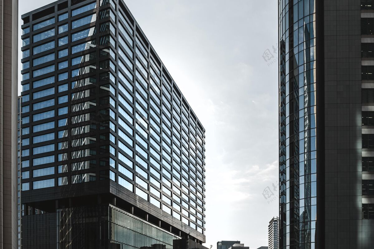 城市景观商业区的摩天大楼建筑城市现代建筑