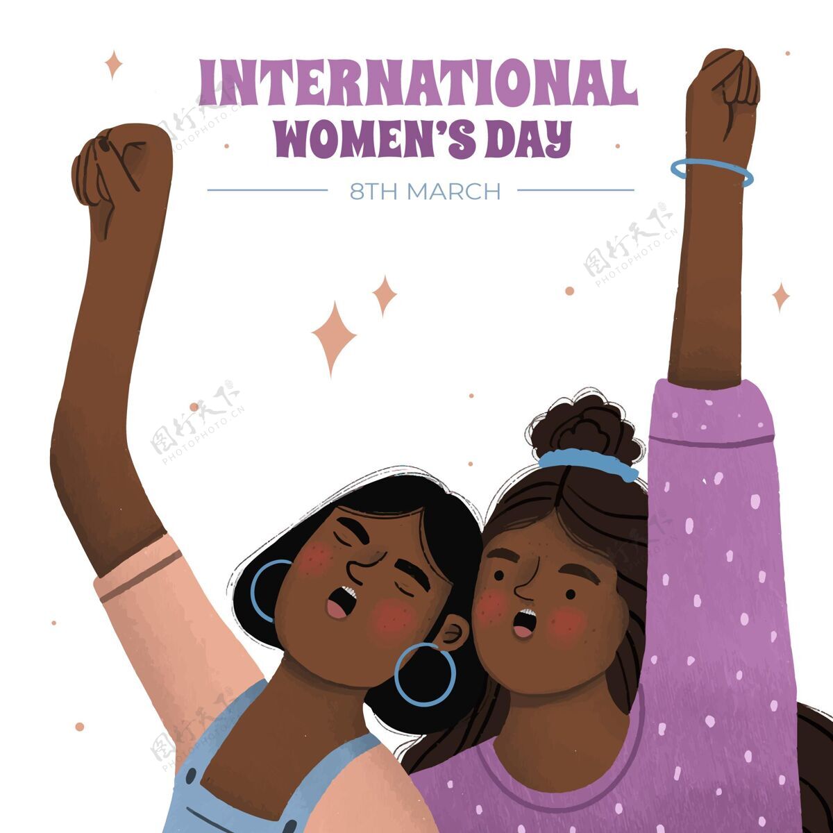 妇女和女孩节国际妇女节插画与妇女圣歌性别平等妇女节国际