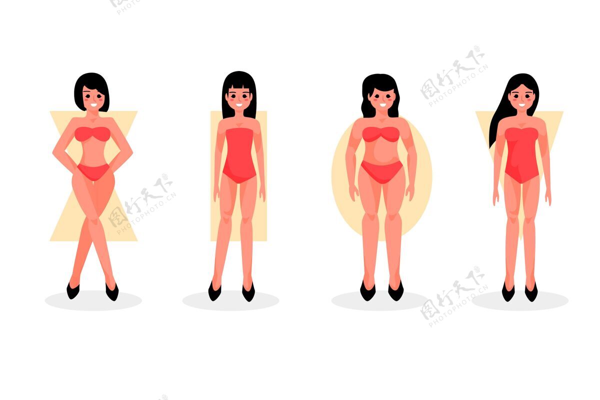 医学卡通类型的女性体型背部卡通体形
