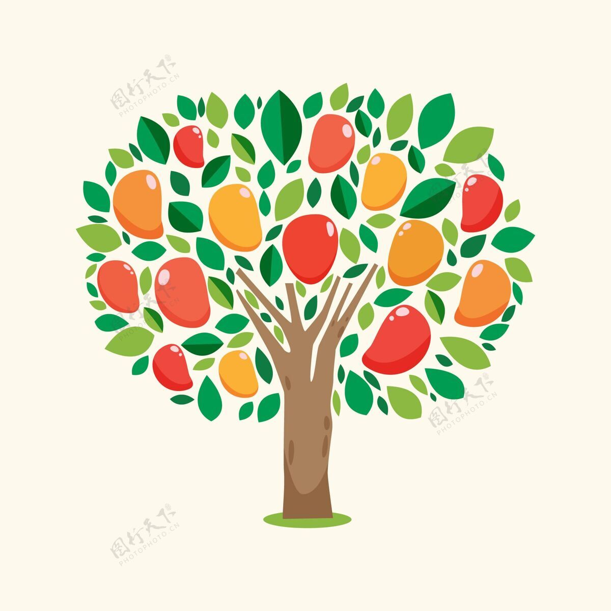水果平面设计芒果树插图营养美味美味