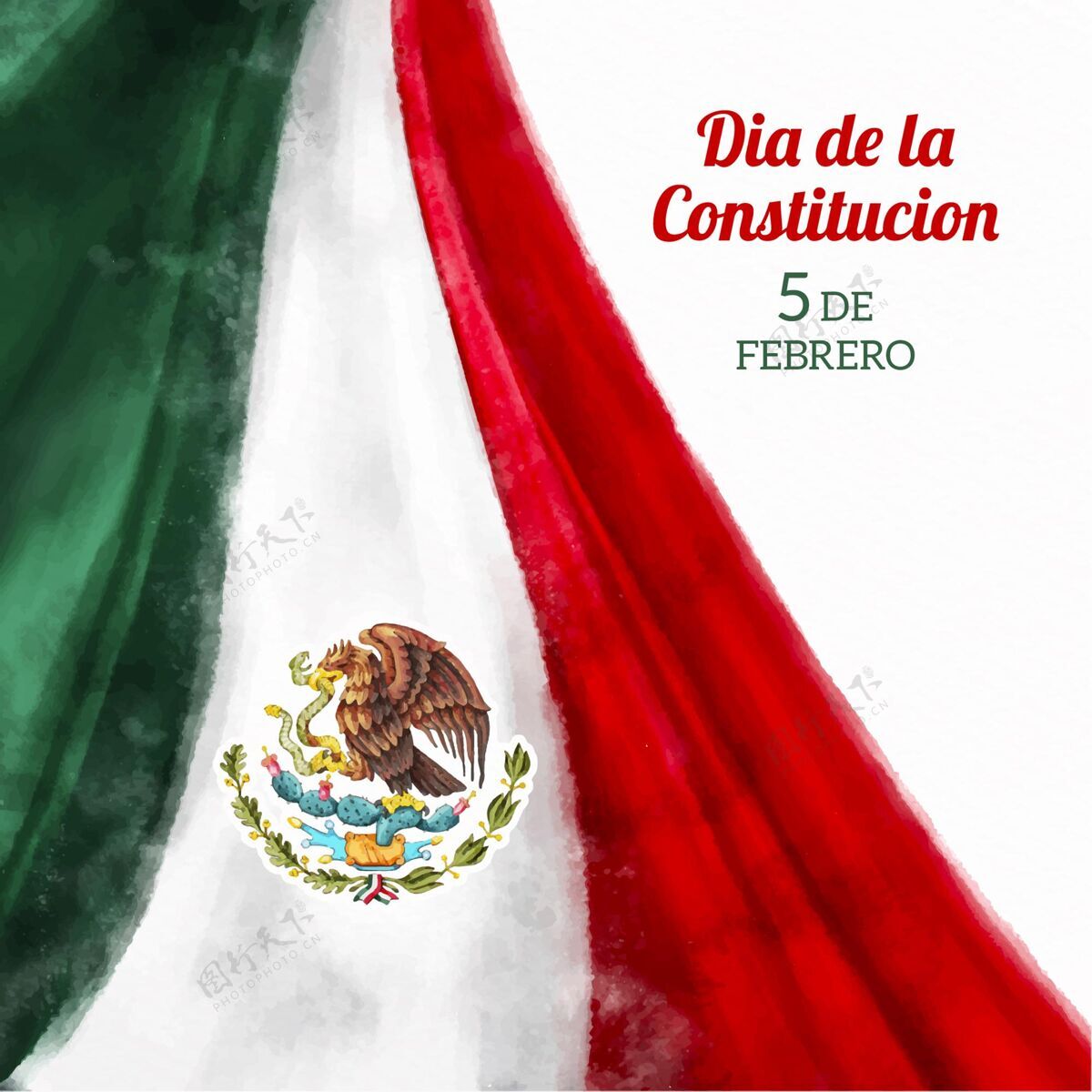 民主戴着水彩旗的迪娅·德拉康斯特西翁墨西哥宪法国家
