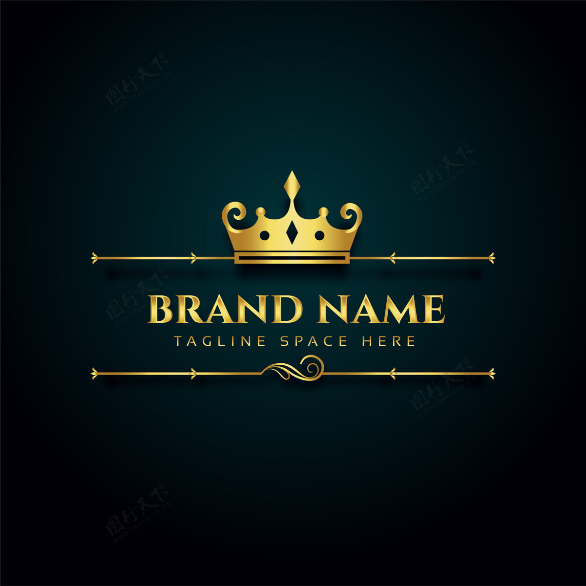 豪华豪华品牌标志 金色皇冠设计缩写头饰国王