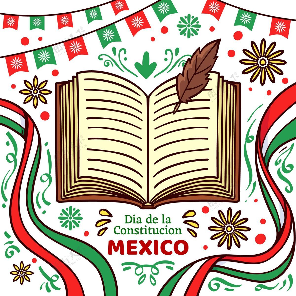节日手绘墨西哥宪法日国家庆祝手绘