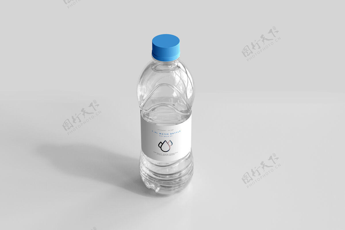 塑料1.0升淡水瓶模型新鲜矿物瓶子