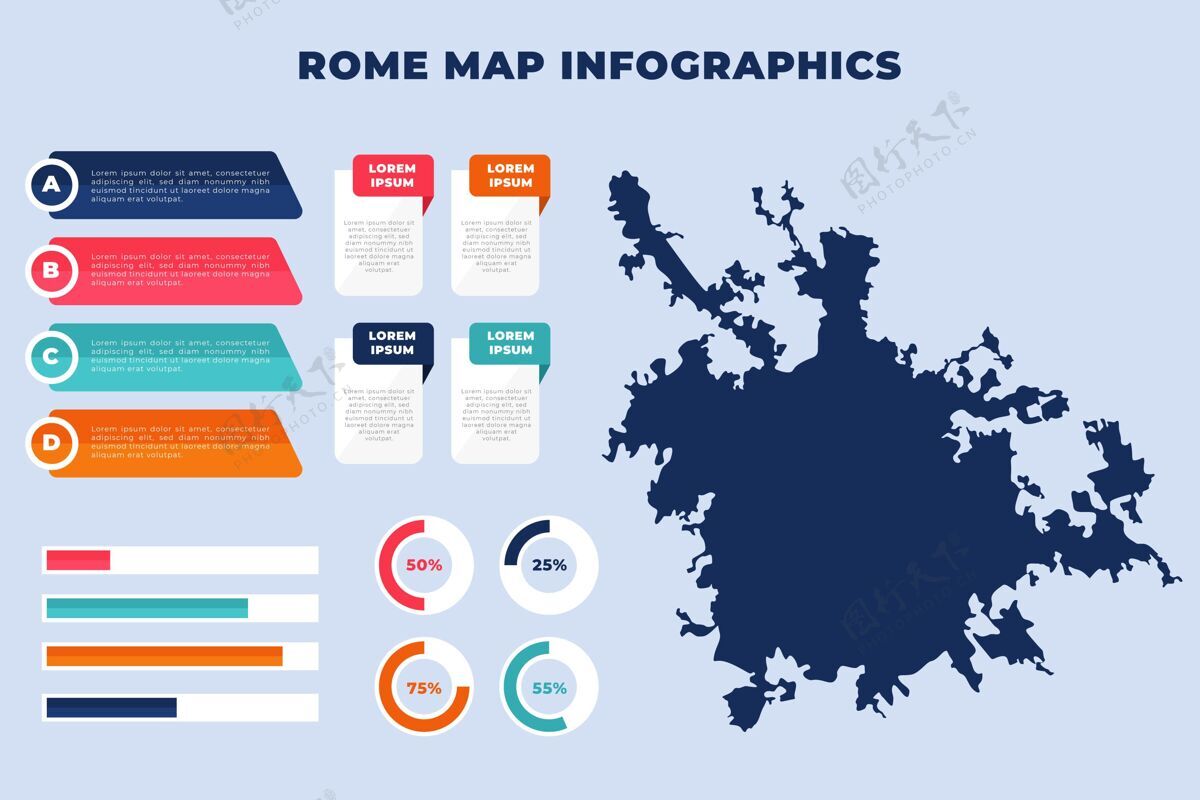 地形平面罗马地图信息图形模板分析统计模板